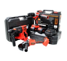 Набор аккумуляторного инструмента GTM 18V шуруповерт DSI18/80BL, болгарка AGC18/125BL, перфоратор RHC18/22BL + 2 АКБ и ЗУ (PROMO_3)
