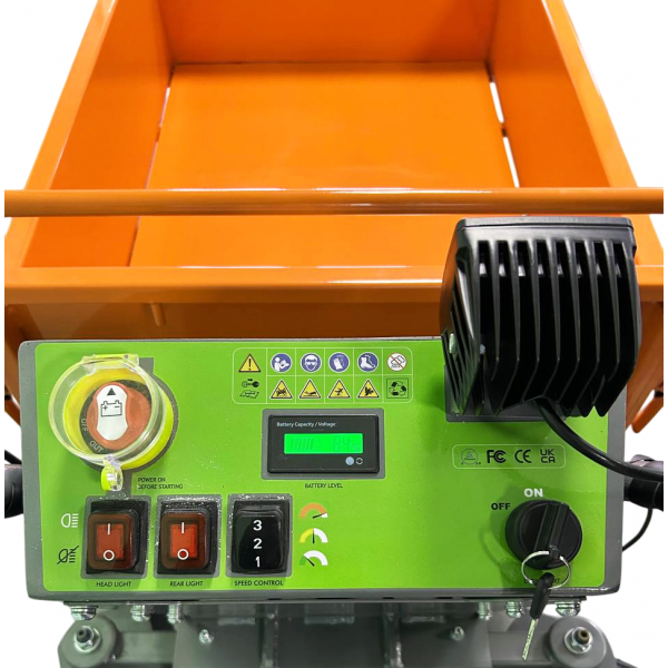 Тележка строительная самоходная на колесах (дампер) 500кг/акк.32Ah