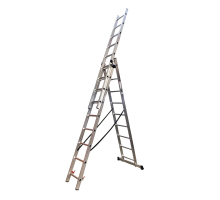 Лестница алюминиевая трехсекционная GTM KME309 3x9 ступеней 2.45-5.69м (KME309)