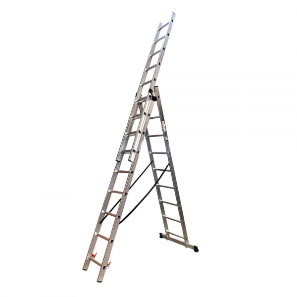 Лестница алюминиевая трехсекционная GTM KME309 3x9 ступеней 2.45-5.69м (KME309)